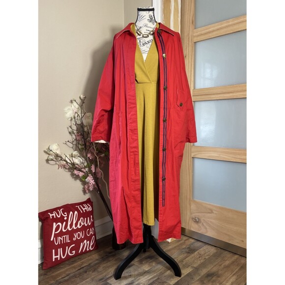 Fox Run Women Jacket Red Long Trench Cotton Fall Winter Coat - Picture 1 of 13